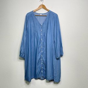 Old Navy Women's Blue Lyocell Chambray Long Sleeve Dress Size XL